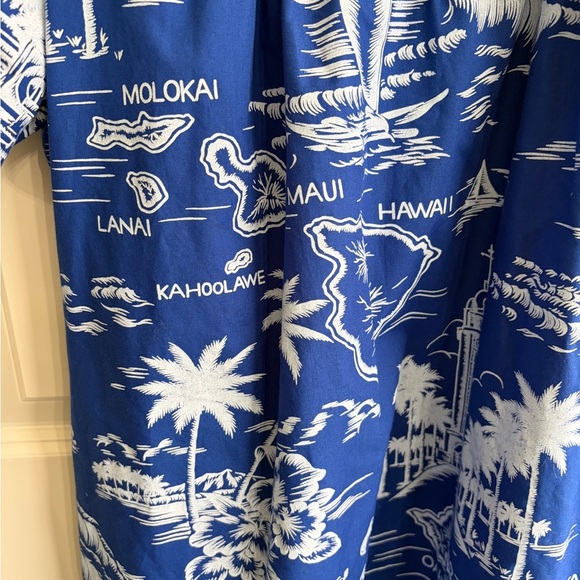 Like new Vintage Blue Hawaiian Print Dress Muu Muu size M - Picture 4 of 9